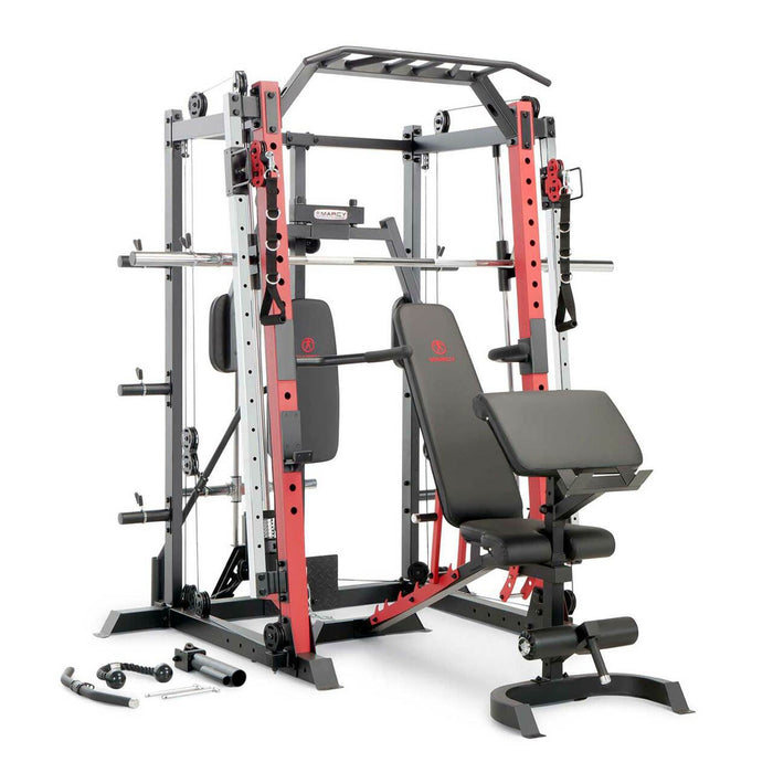 Marcy SM-4033 Smith Machine Cage Multi Purpose Home Gym Training System, Red - 294883