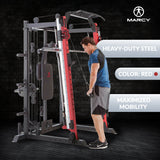Marcy SM-4033 Smith Machine Cage Multi Purpose Home Gym Training System, Red - 294883