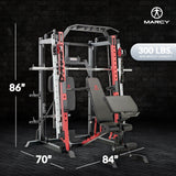 Marcy SM-4033 Smith Machine Cage Multi Purpose Home Gym Training System, Red - 294883
