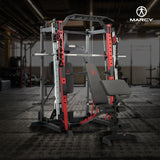 Marcy SM-4033 Smith Machine Cage Multi Purpose Home Gym Training System, Red - 294883