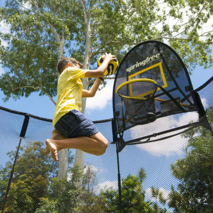 Springfree Trampoline Kids Oval 8 x 11 Ft Trampoline & FlexrHoop Basketball Game - 299720