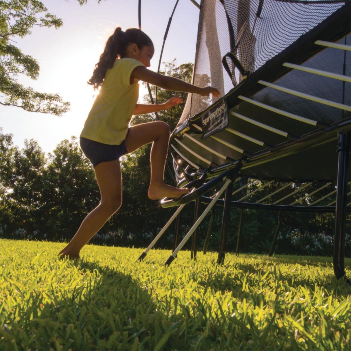Springfree Trampoline Kids Oval 8 x 13Ft Trampoline & FlexrStep V2 Safety Ladder - 299727