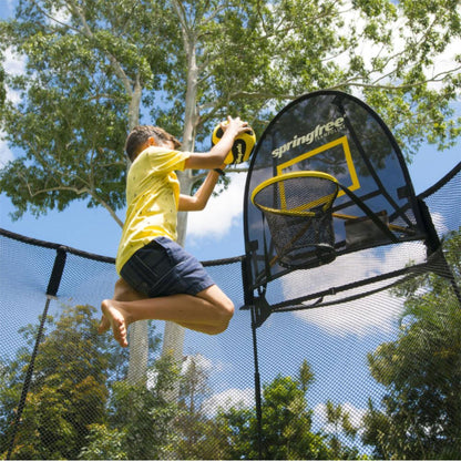 Springfree Trampoline Kids Square 11 Foot Trampoline & FlexrHoop Basketball Game - 299774