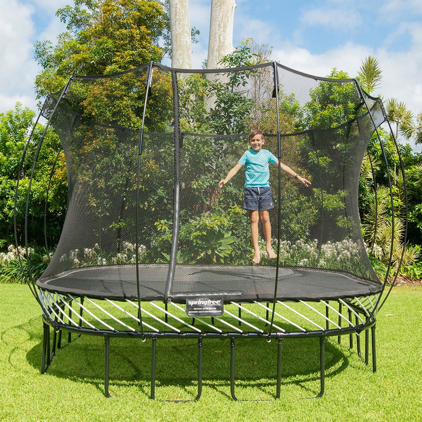 Springfree Trampoline Kids Square 11 Ft Trampoline & FlexrStep V2 Safety Ladder - 299775