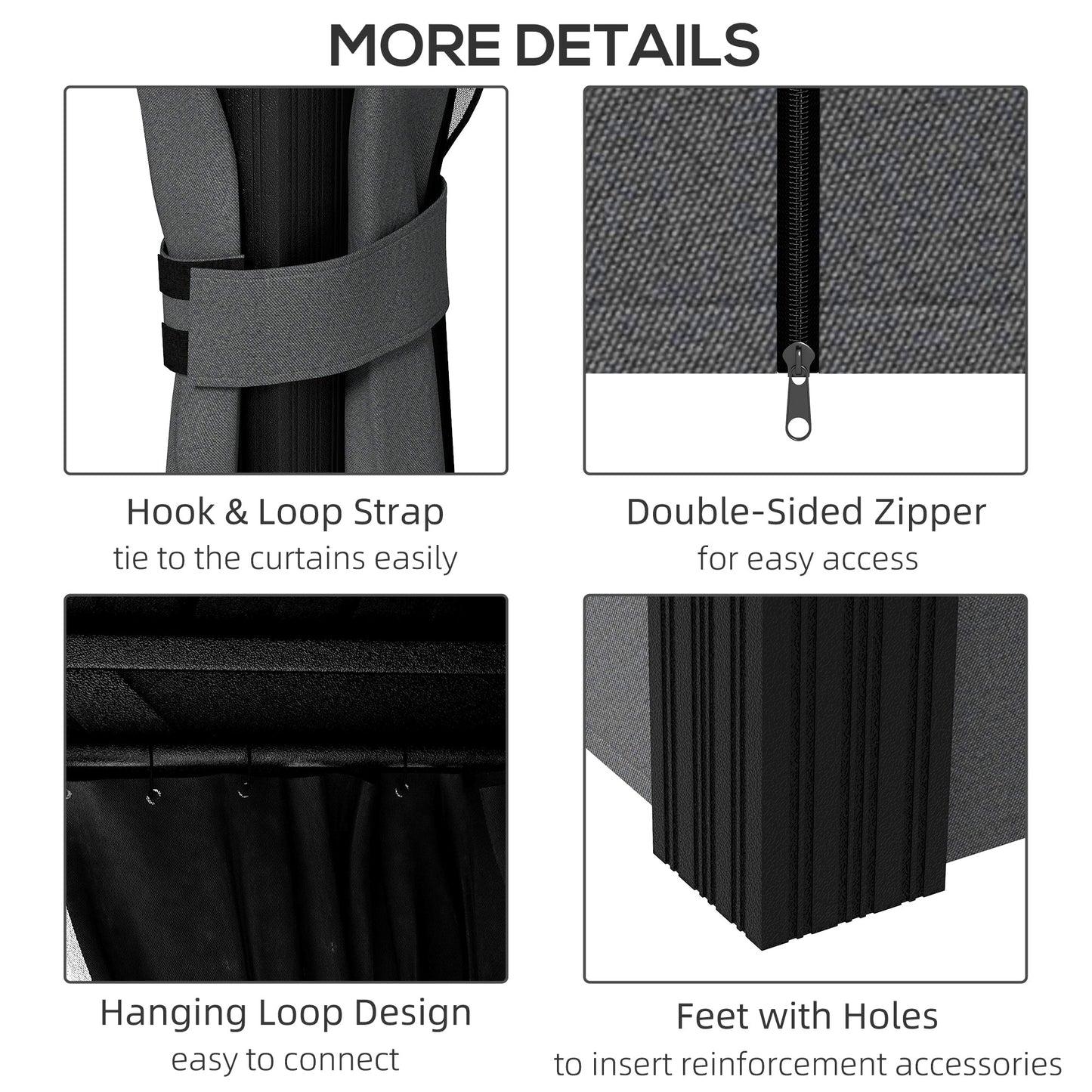 Outsunny 10' x 10' Hardtop Pavilion Gazebo with Curtains, Nettings, Aluminum Frame, Hooks, Light Gray - 84C-204V05LG