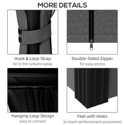 Outsunny 10' x 10' Hardtop Pavilion Gazebo with Curtains, Nettings, Aluminum Frame, Hooks, Light Gray - 84C-204V05LG