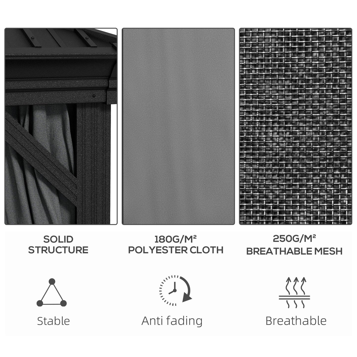 Outsunny 10' x 10' Hardtop Pavilion Gazebo with Curtains, Nettings, Aluminum Frame, Hooks, Light Gray - 84C-204V05LG