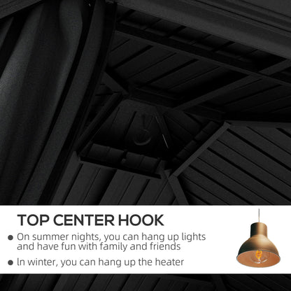 Outsunny 10' x 10' Hardtop Pavilion Gazebo with Curtains, Nettings, Aluminum Frame, Hooks, Light Gray - 84C-204V05LG