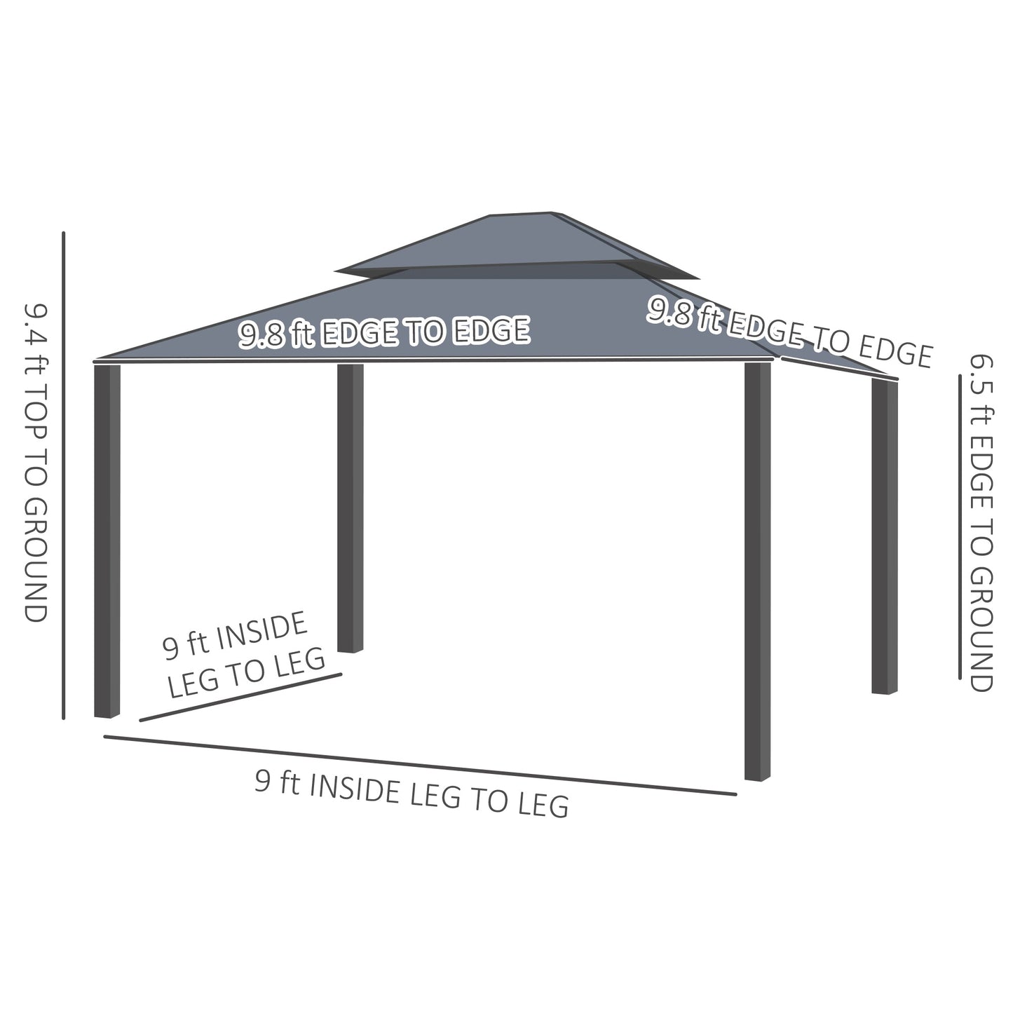 Outsunny 10' x 10' Hardtop Pavilion Gazebo with Curtains, Nettings, Aluminum Frame, Hooks, Light Gray - 84C-204V05LG