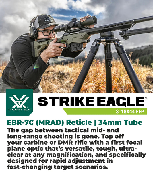 Vortex Optics Strike Eagle 3-18x44 FFP EBR-7C (MRAD) 34mm Tube Riflescope (SE-31802) - SE-31802