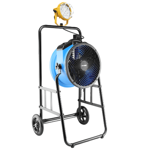 XPOWER FA-300K6 warehouse/dock cooling fan kit, L-30 LED spotlight, and 300T mobile trolley - XP-FA-300K6-Yellow