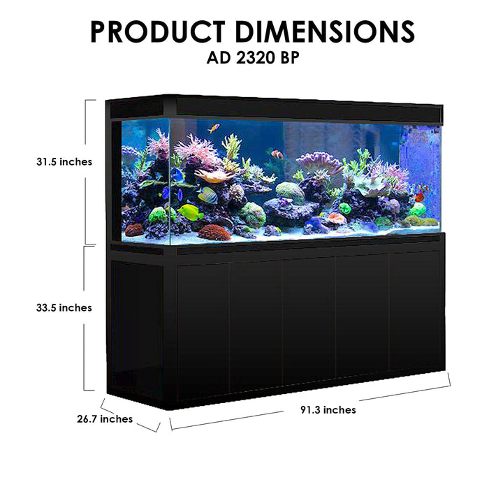 AQUA DREAM TEMPERED GLASS AQUARIUM 400 GALLON FISH TANK BLACK - AD-2320-BP