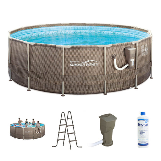 Summer Waves P20014482 14Ft x 48In Round Frame Above Ground Swimming Pool Set - 252979