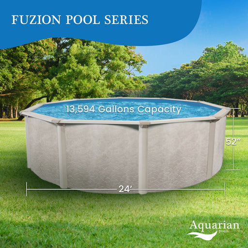 Aquarian Pools Fuzion Series 24 Feet x 52 Inch Round Above Ground Swimming Pool - 179857