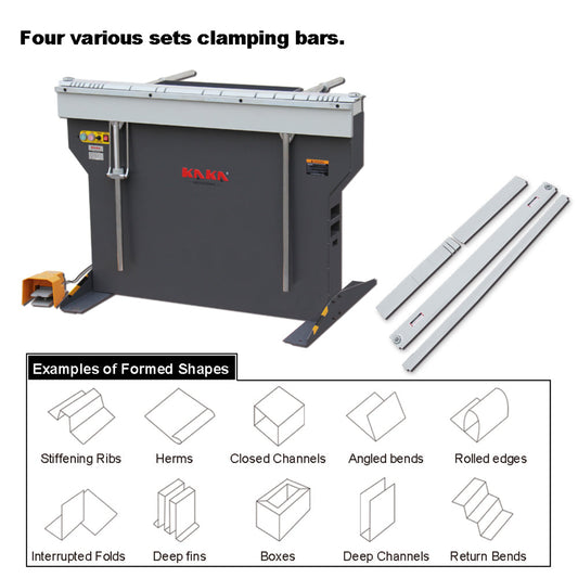 KAKA INDUSTRIAL Magnetic Pan and Box Brake, 48-Inch Electro Metal Brake Bender, 6-Ton 16-Gauge Box and Pan Brake, 220V Single Phase with Foot Pedal Control Siding Brake, Includes Clamp Bars EB-4816B - 173409