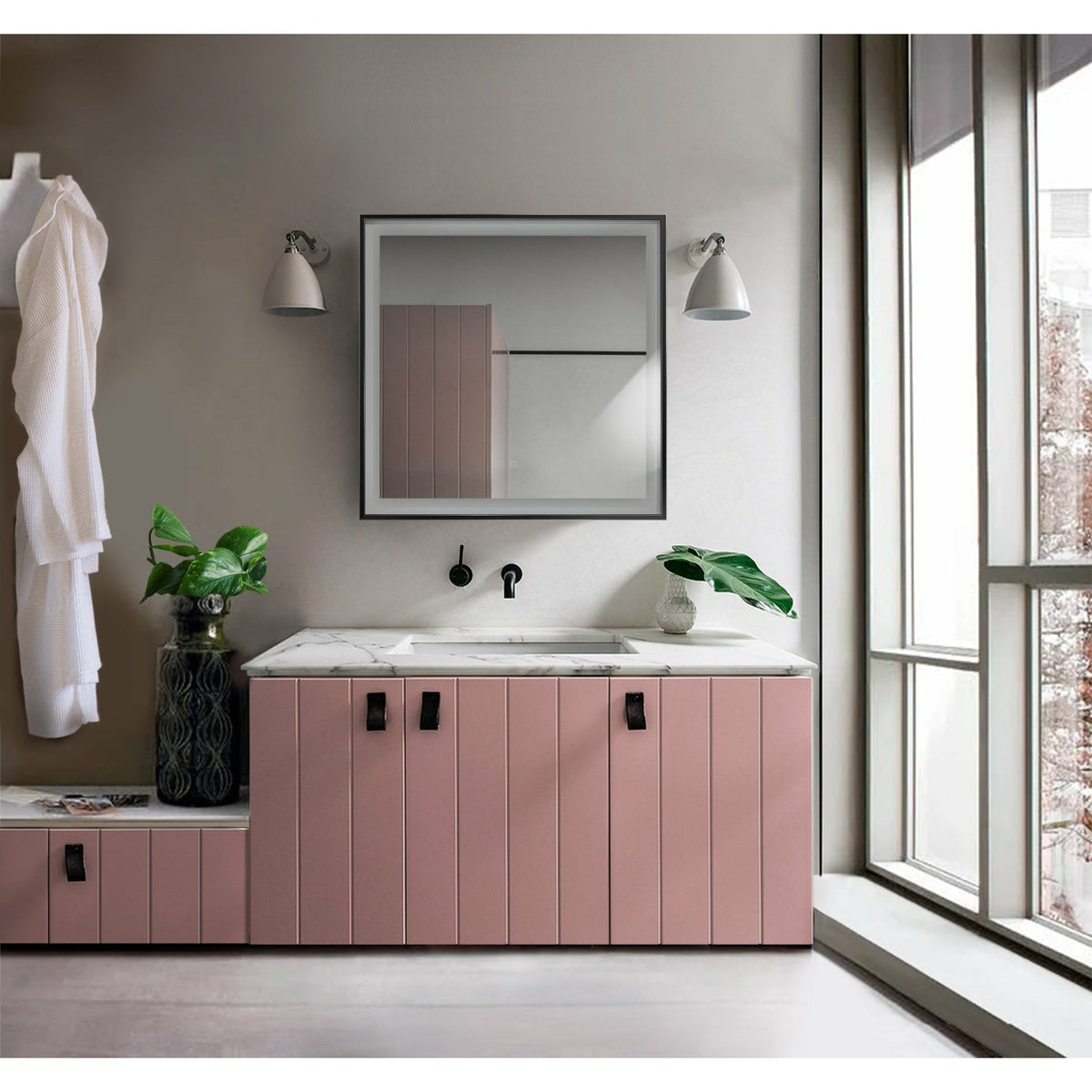 Krugg Soho 36" X 36" Black LED Bathroom Mirror SOHO3636B