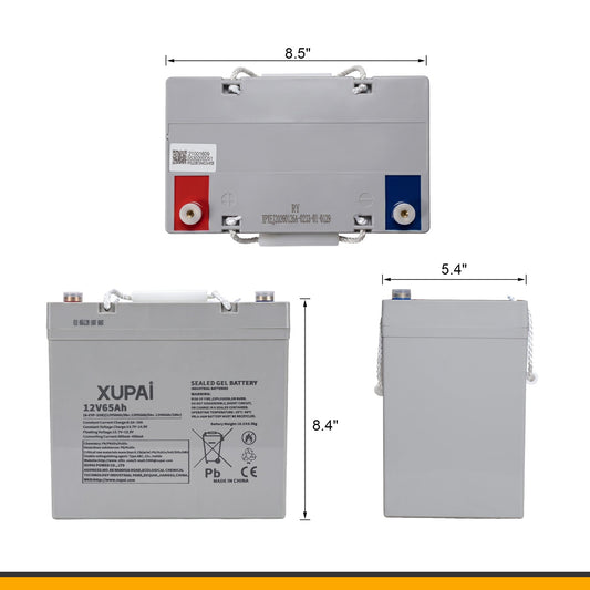 Apollolift 12-Volt/65 Ah Rechargeable Sealed Lead Acid Battery for Pallet Jack and Stacker - 35302000051