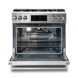 Thor Kitchen Appliance Package - 36 In. Propane Gas Range, Range Hood, Microwave Drawer, AP-TRG3601LP-C-4