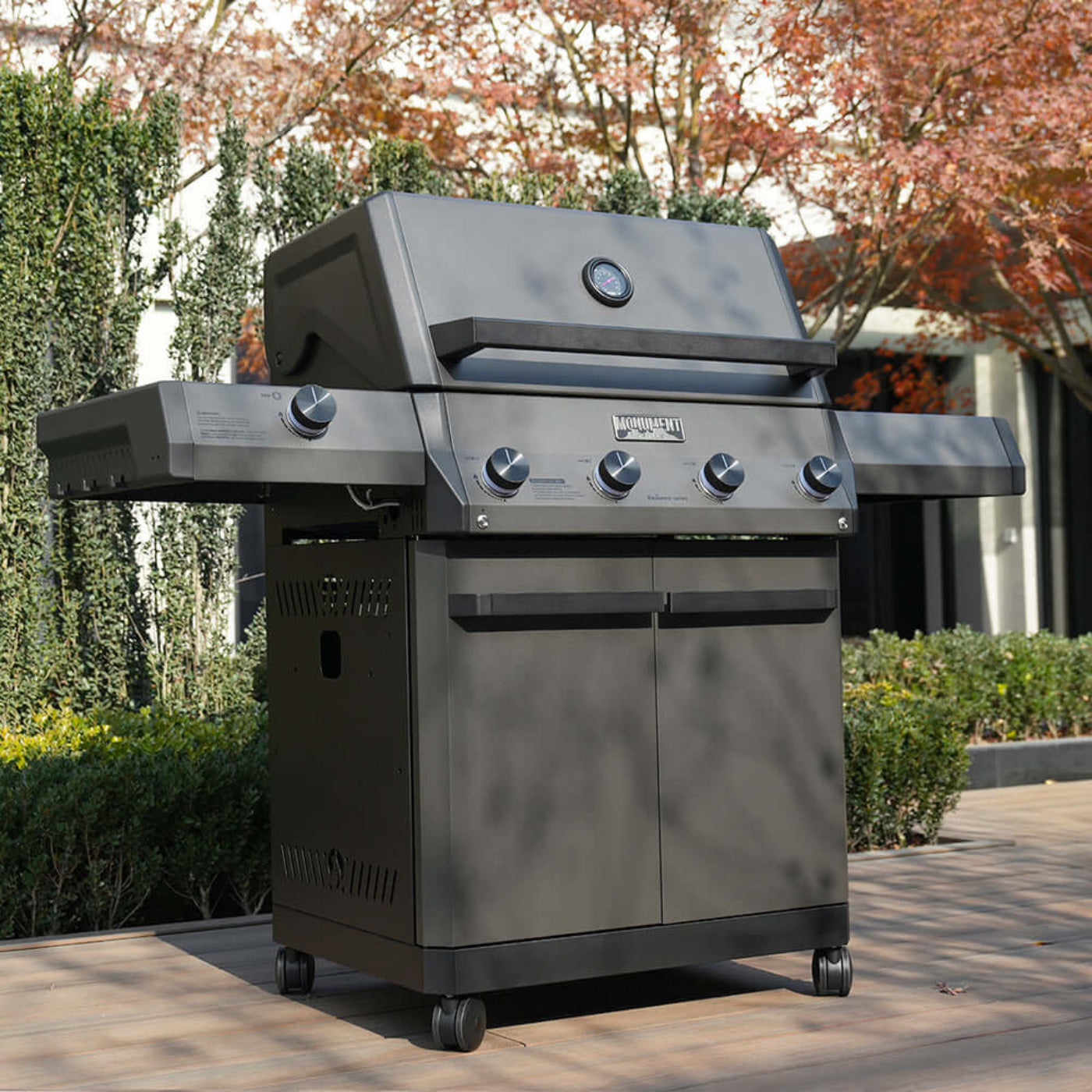 Monument Grills Eminence 425 Series | 4 Burner Fortified Propane Gas Grill in Silky Matte Black - E425