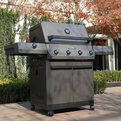 Monument Grills Eminence 425 Series | 4 Burner Fortified Propane Gas Grill in Silky Matte Black - E425
