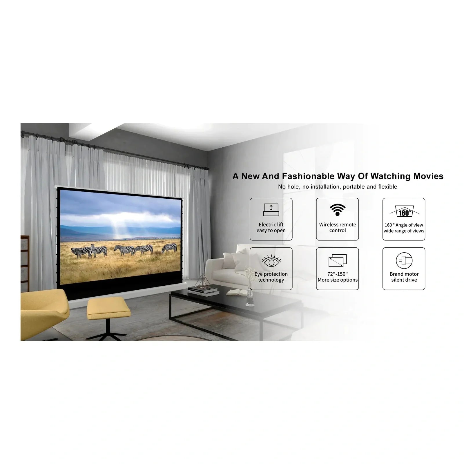 VIVIDSTORM S White Cinema Perforated Motorized Tension Floor Rising Projector Screen