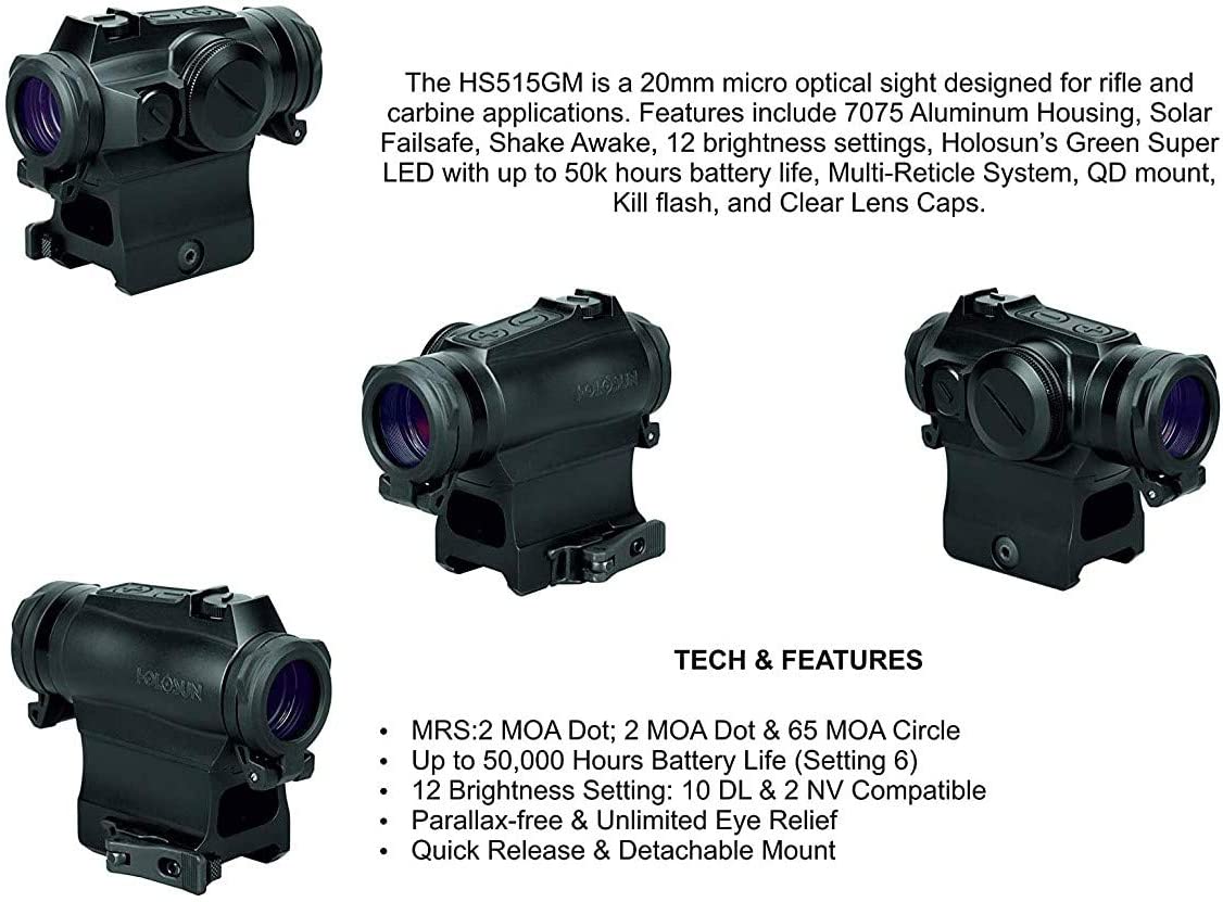 Holosun HS515GM Military Grade Micro Red Dot Sight Lens Cleaning Pen, Extra Battery and Lens Cleaning Cloth Bundle by Wearable4U