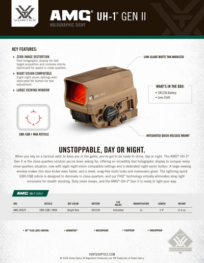 Vortex Optics AMG UH-1 Gen II Holographic Sight TAN (AMG-HS02T)