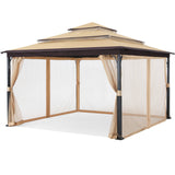 Mastercanopy 12x12 Soft Top Outdoor Garden Gazebo for Patios with Mosquito Netting - B0BKFNN9C3