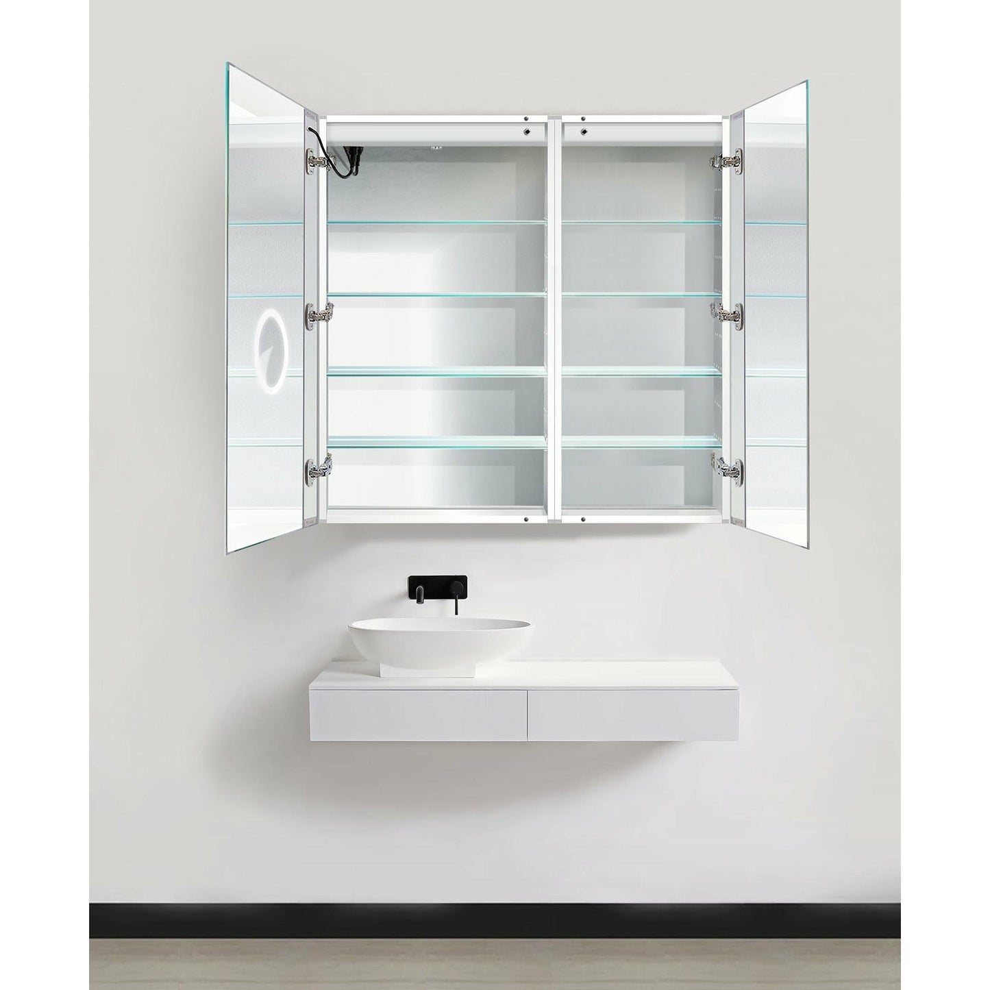 Krugg Svange 4242R 42″ X 42″ LED Medicine Cabinet with Dimmer & Defogger SVANGE4242R