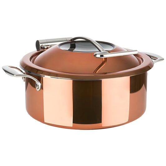 Wundermaxx Lächeln Induction Chafing Dish Set  with Glass Lid (Pot+Lid+Insert) ø 30 x H 18.5 cm,  Capacity 4 Litres, Color Copper - 920.143