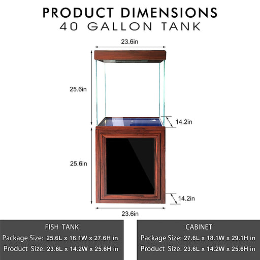 AQUA DREAM 40 GALLON TEMPERED GLASS AQUARIUM REDWOOD-AD-620-RW