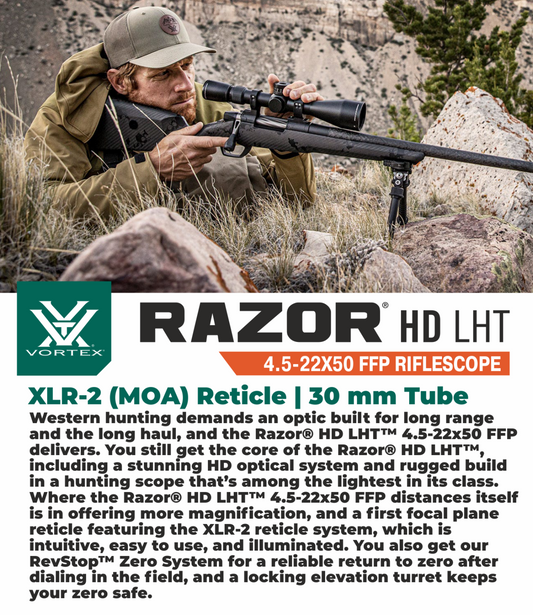 Vortex Optics Razor HD LHT 4.5-22x50 Riflescope XLR-2 MOA with Mount and Hat Bundle - RZR-42201_TRM-2pk_121-53-BCA