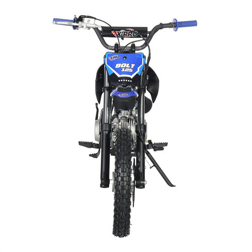 X-PRO Bolt 125cc Dirt Bike with 4-Speed Semi-Automatic Transmission, Kick Start, Big 14"/12" Tires! Zongshen Brand Engine - DB-K027-Blue