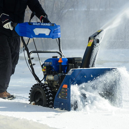 BILT HARD Snow Blower Gas Powered, 24 Inch 2-Stage Self-Propelled 212cc Engine with Electric Start, LED Headlight, 13" Snow Terrain Tires - TSA-0503