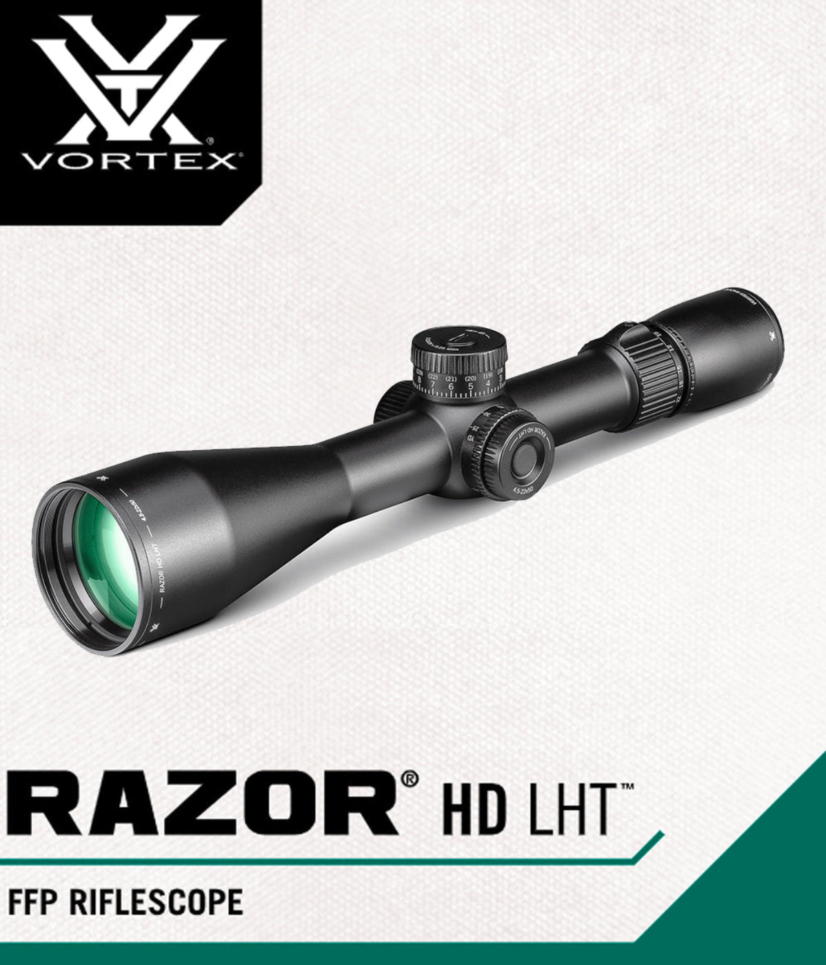 Vortex Optics Razor HD LHT 4.5-22x50 First Focal Plane Riflescope XLR-2 (MOA) Reticle, 30 mm Tube- RZR-42201