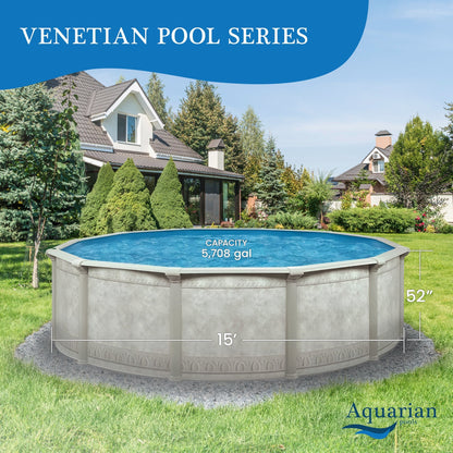 Aquarian Khaki Venetian 15ft x 52in Complete Above Ground Swimming Pool Package - 99366