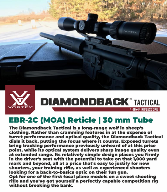 Vortex Optics Diamondback 4-16x44 FFP Riflescope EBR-2C (MOA) Reticle, 30mm Tube with Wearable4U Bundle - DBK-10026_121-53-BCA