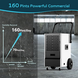 EUHOMY 160 Pints Commercial Dehumidifie Industrial Dehumidifier - DH-01