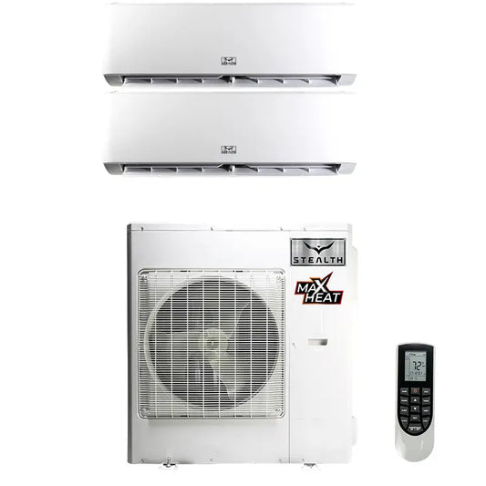 36,000 BTU 23 SEER Dual Zone Wall Mounted Stealth Pinnacle Heat Pump System 9+24