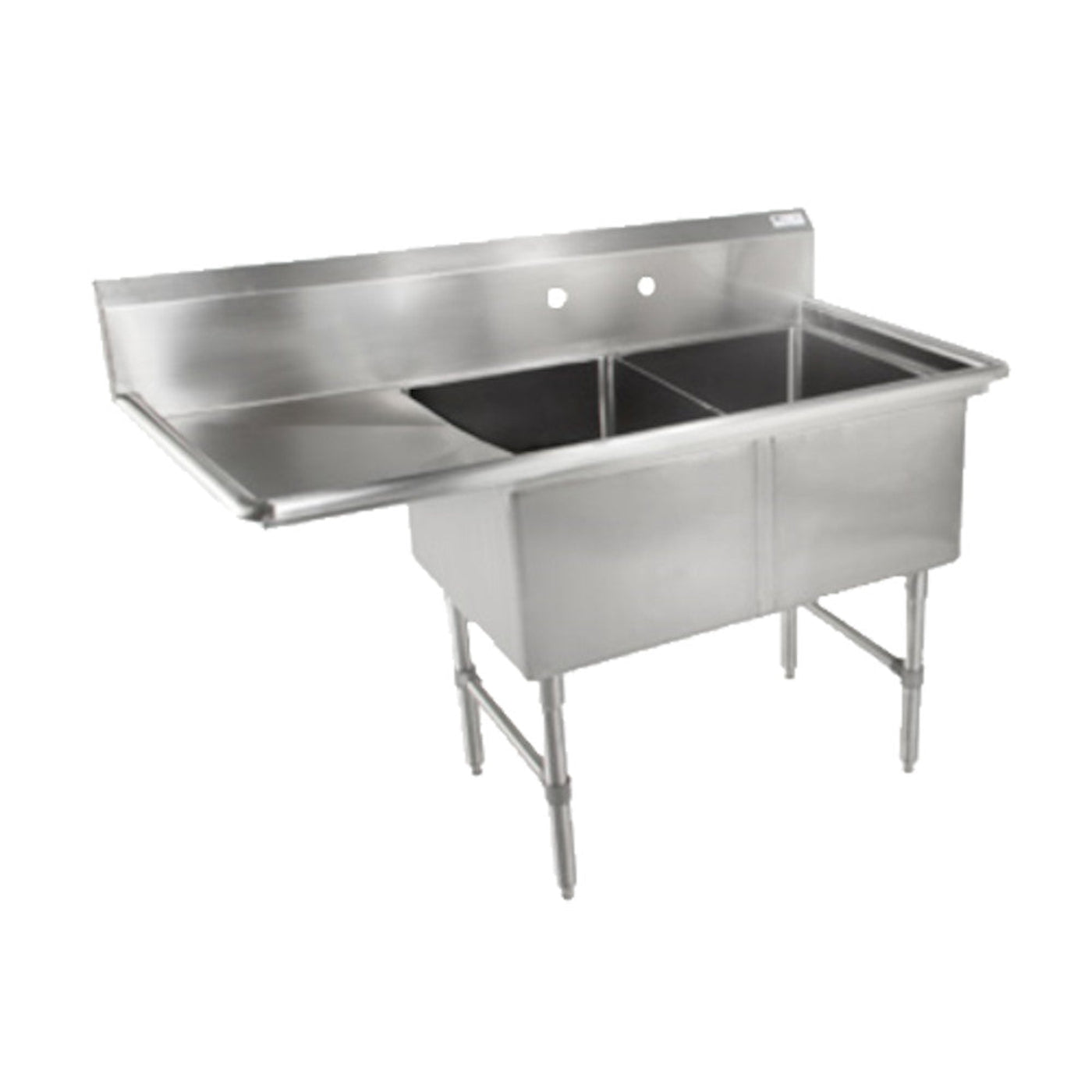 John Boos 2B244-1D24L Two Compartment Sink with 24" Left Drainboard - JB2B2441D24L