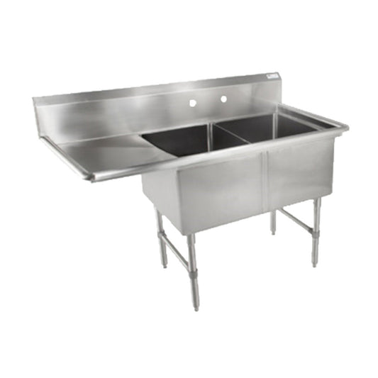 John Boos 2B244-1D24L Two Compartment Sink with 24" Left Drainboard - JB2B2441D24L