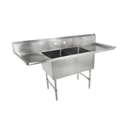 John Boos 2B18244-2D18 Two-Compartment Sink with Two 18" Drainboards - JB2B182442D18