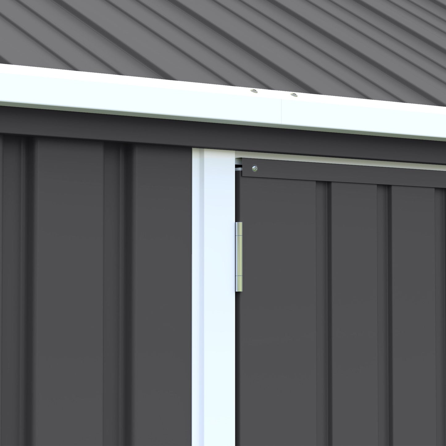 Outsunny 8' x 5.5' Extra Large Garden Shed, Tool Storage with Window, Metal Sloped Roof, Dark Gray - 845-331V01CG