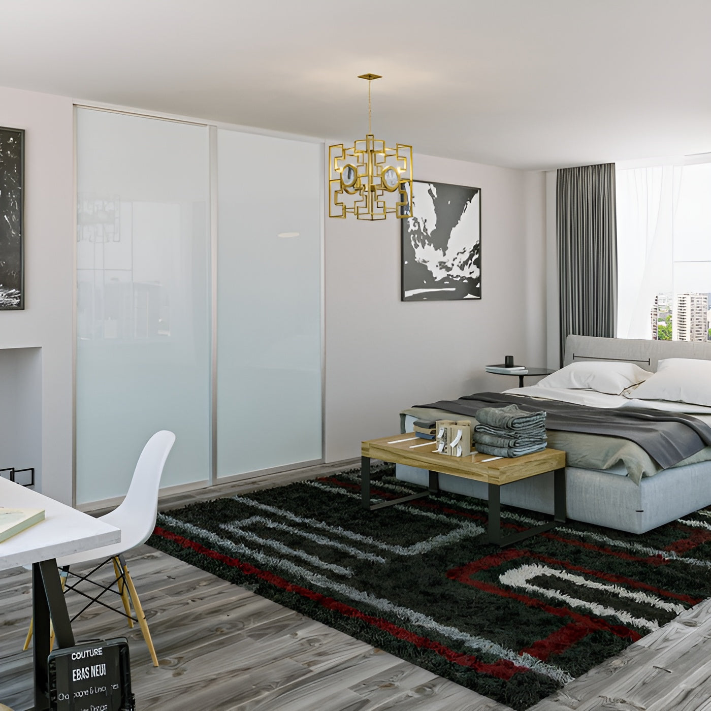 Doors22 144x80 Glass Sliding Closet Door Milky 4 panels - CLB144x80milky