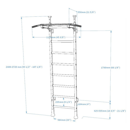 BenchK Steel Swedish Ladder Floor-to-Ceiling White