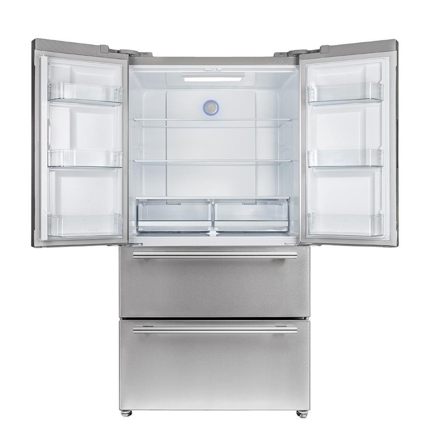 Forno 5-Piece Pro Appliance Package - 48-Inch Gas Range, Refrigerator, Wall Mount Hood with Backsplash, 24-Inch Microwave Oven, & 3-Rack Dishwasher in Stainless Steel - AP5-6260-48-MWO