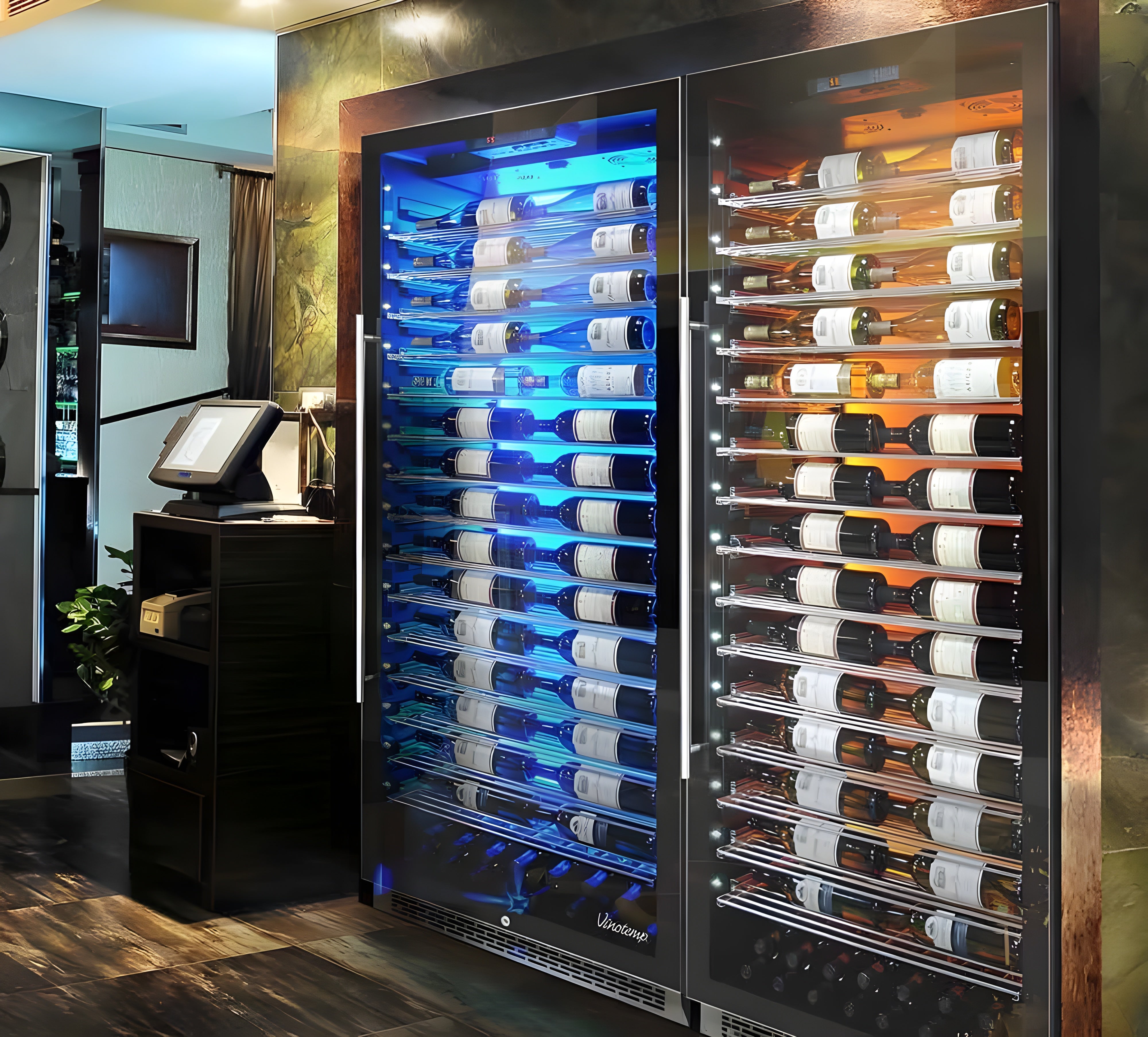 Vinotemp Private Reserve Series 188-Bottle Backlit Panel Commercial 300 Wine Cooler - EL-300COMM