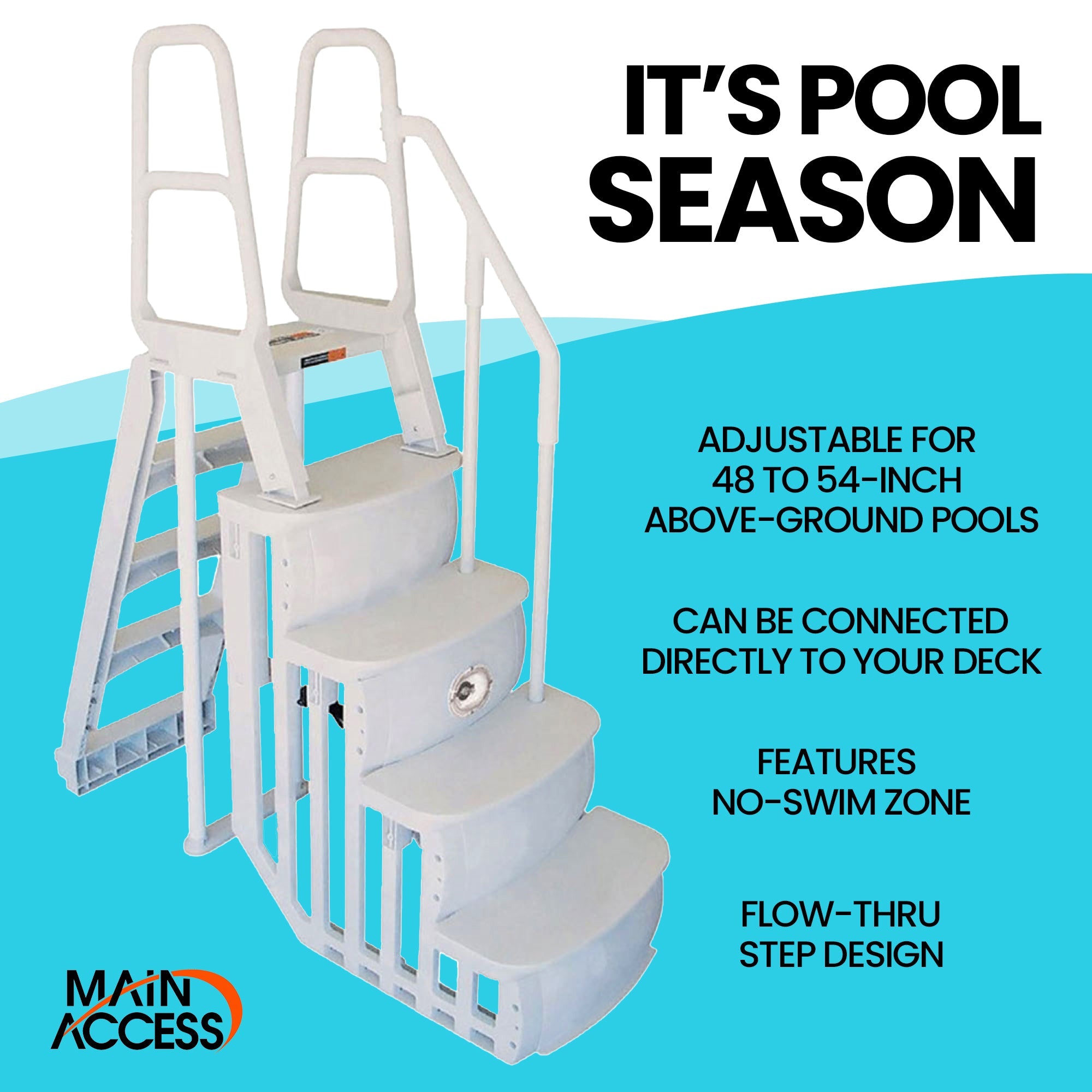 Main Access 48-54 Inch Above Ground Swimming Pool Smart Step and Ladder System - 30303