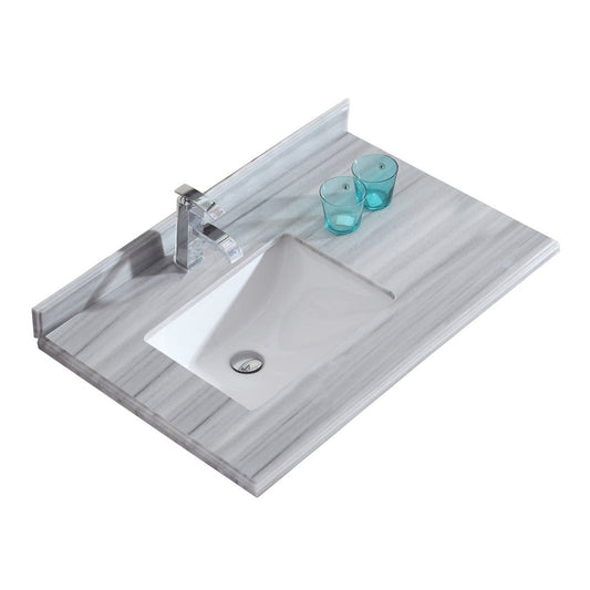 Laviva 36" Offset Countertop with Rectangular Sink - Left - 313613-36-WS