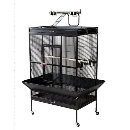 Prevue Pet Select Wrought Iron Play Top Parrot Cage - 3154BLK